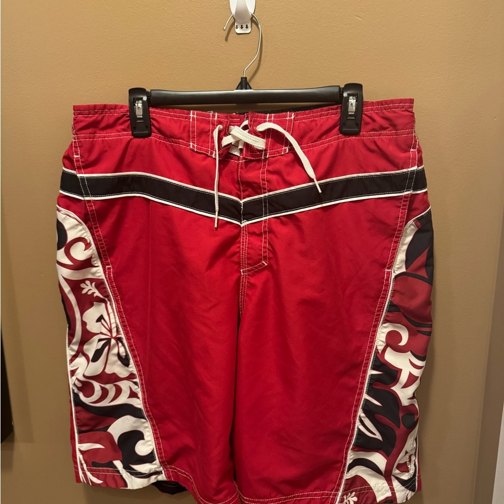Speedo Red and Black Men's Swim Board Shorts